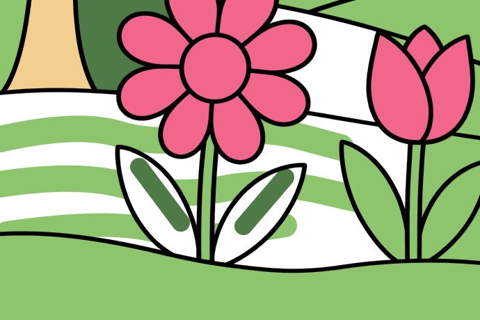 Brush strokes in a meadow that stay inside the lines